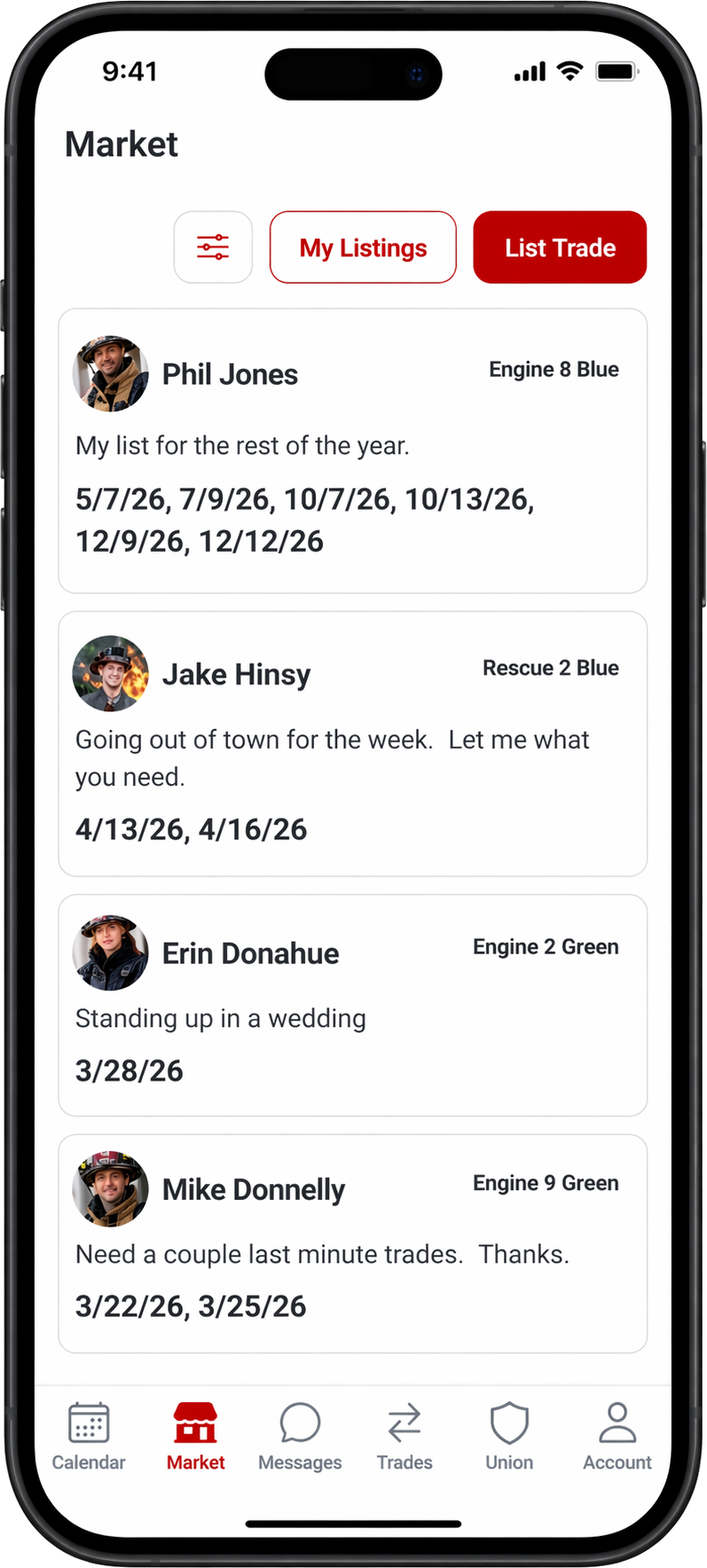 Platoon mobile recommendations screen for union member resources and trusted local services